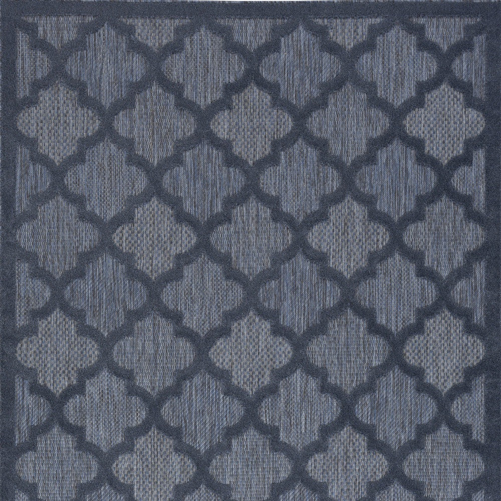 5' X 7' Navy Blue Ikat Indoor Outdoor Area Rug