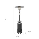 48000 BTU Silver Steel Propane Cylindrical Pole Standing Patio Heater