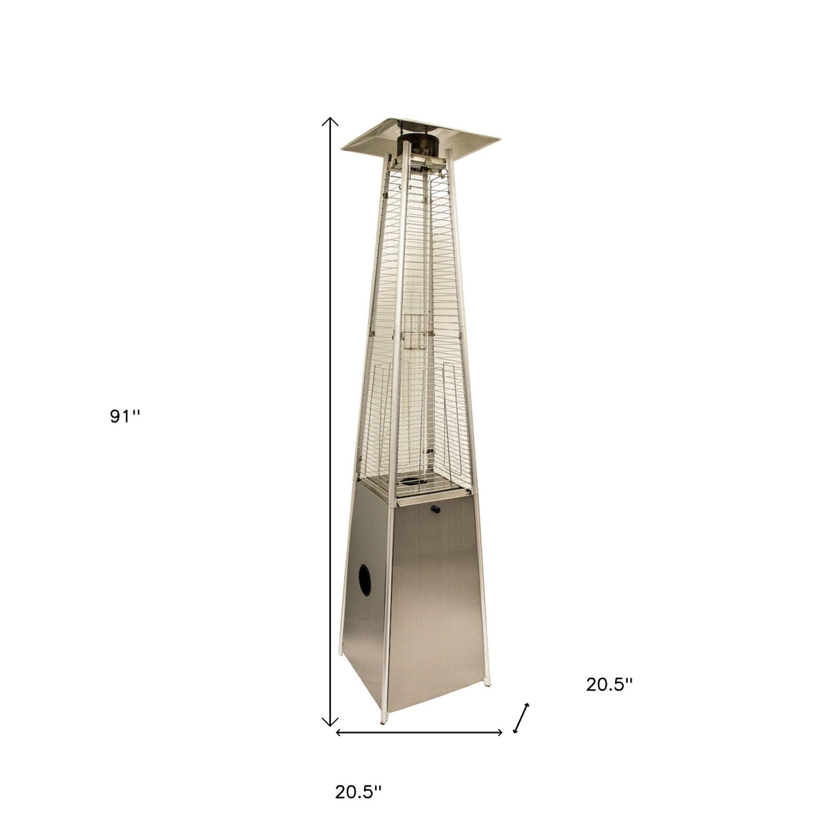 41000 BTU Silver Steel Propane Triangular Pyramid Standing Patio Heater