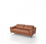 80" Brown Genuine Leather Sofa With Silver Legs