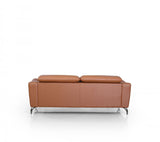 80" Brown Genuine Leather Sofa With Silver Legs