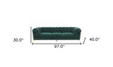 97" Green Velvet Sofa With Gold Legs
