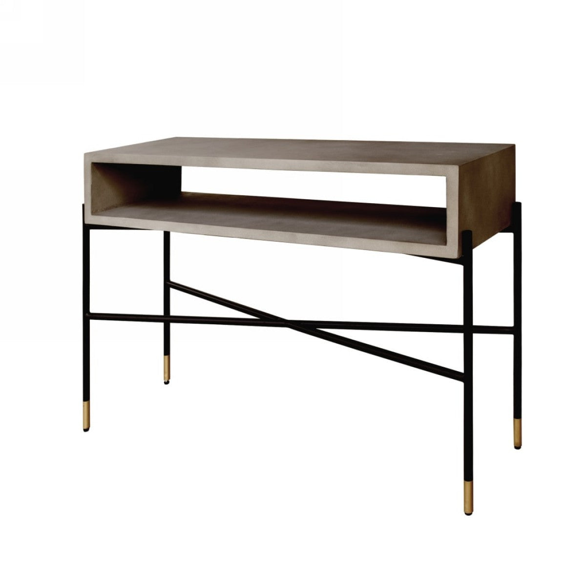 Industrial 45" Concrete And Metal Console Console Table