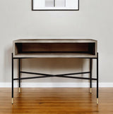 45" Gray and Black Concrete Console Table With Shelves