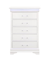 16" White Solid Wood Five Drawer Chest with LED Lighting