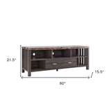 60" Gray Enclosed Storage TV Stand