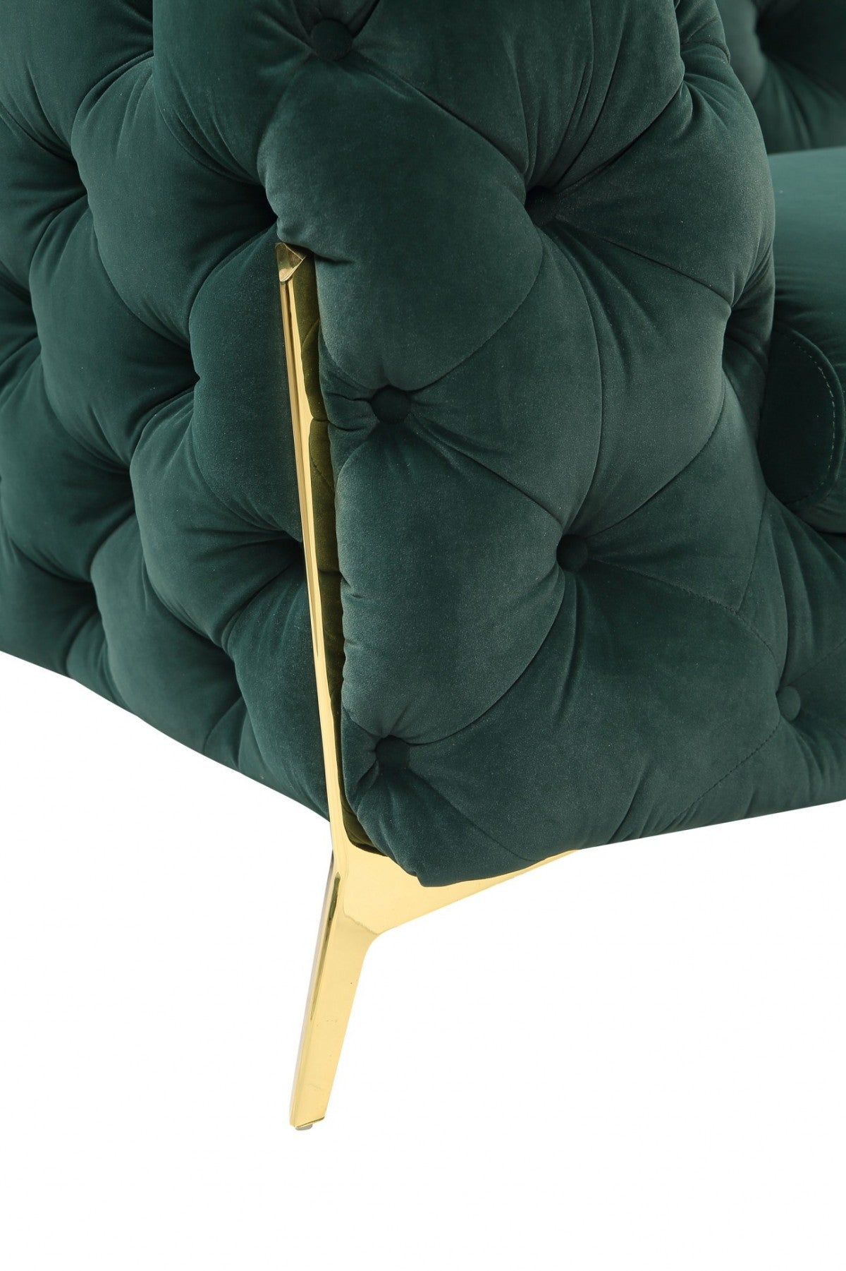 50" Green And Gold Velvet Tufted Club Chair