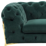 50" Green And Gold Velvet Tufted Club Chair