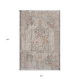 5' X 8' Beige Abstract Stain Resistant Indoor Outdoor Area Rug