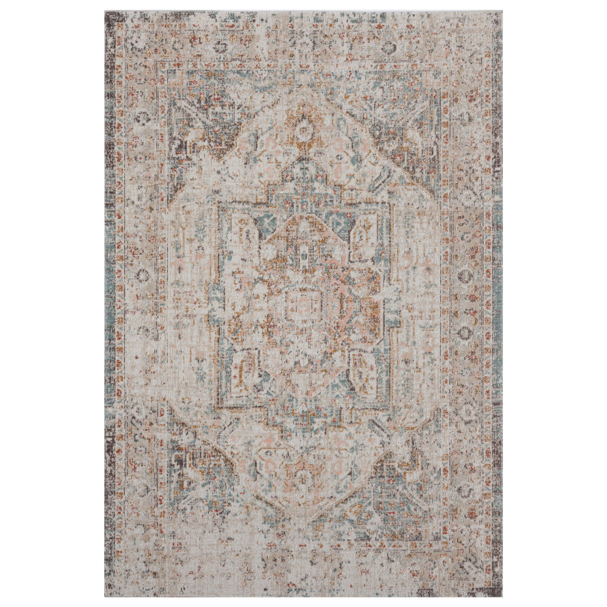 8' X 10' Beige Abstract Stain Resistant Indoor Outdoor Area Rug