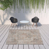 8' X 10' Beige Abstract Stain Resistant Indoor Outdoor Area Rug