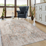 8' X 10' Beige Abstract Stain Resistant Indoor Outdoor Area Rug