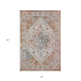 5' X 8' Beige Abstract Stain Resistant Indoor Outdoor Area Rug