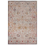 5' X 8' Beige Floral Stain Resistant Indoor Outdoor Area Rug