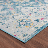 8' X 10' Blue And Gray Floral Stain Resistant Indoor Outdoor Area Rug