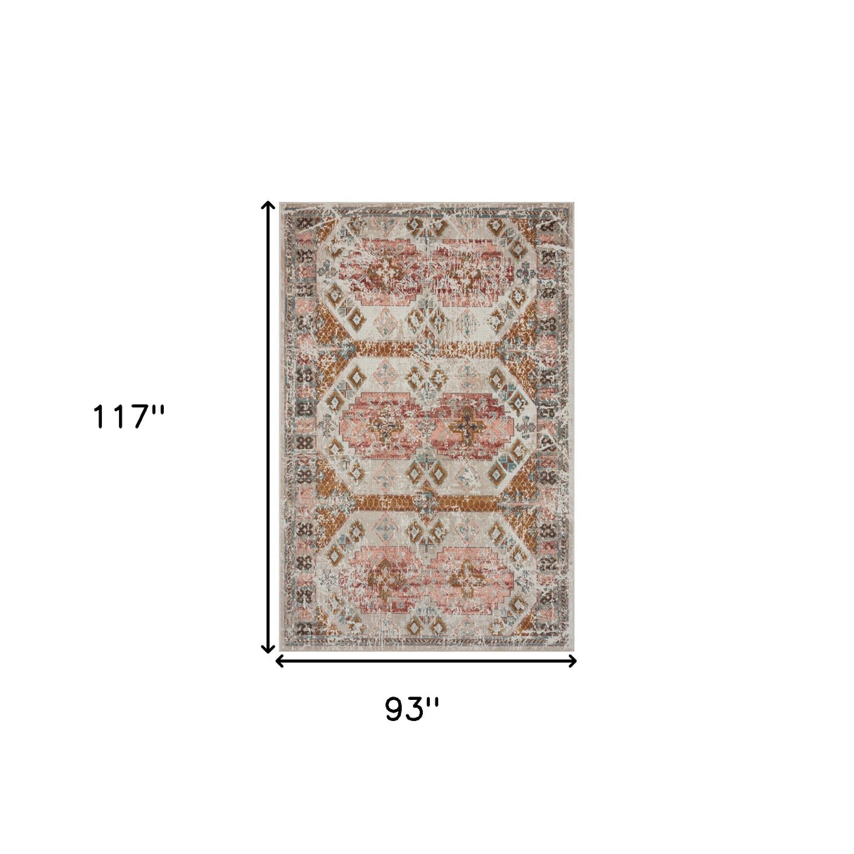 8' X 10' Cream Geometric Stain Resistant Indoor Outdoor Area Rug