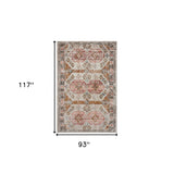 8' X 10' Cream Geometric Stain Resistant Indoor Outdoor Area Rug