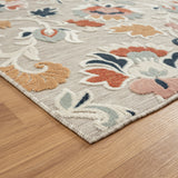 5' X 7' Blue And Gray Floral Stain Resistant Indoor Outdoor Area Rug