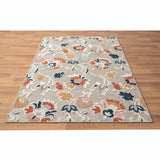 5' X 7' Blue And Gray Floral Stain Resistant Indoor Outdoor Area Rug