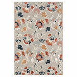 8' X 10' Blue And Gray Floral Stain Resistant Indoor Outdoor Area Rug