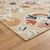 8' X 10' Blue And Beige Floral Stain Resistant Indoor Outdoor Area Rug