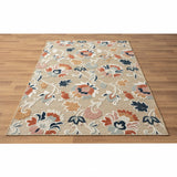 8' X 10' Blue And Beige Floral Stain Resistant Indoor Outdoor Area Rug