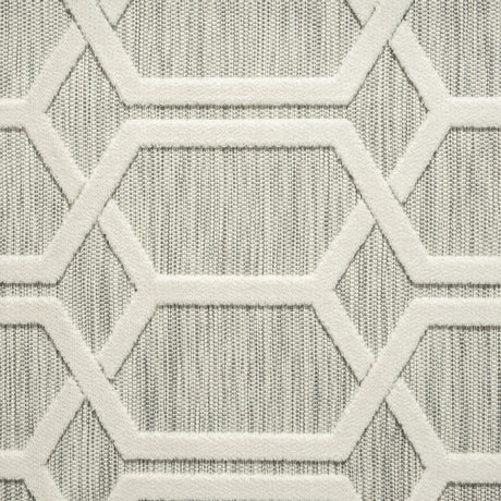 5' X 7' Gray And Ivory Geometric Stain Resistant Indoor Outdoor Area Rug