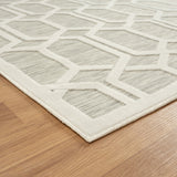 5' X 7' Gray And Ivory Geometric Stain Resistant Indoor Outdoor Area Rug