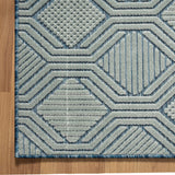 8' X 10' Blue Geometric Stain Resistant Indoor Outdoor Area Rug