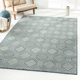 8' X 10' Blue Geometric Stain Resistant Indoor Outdoor Area Rug