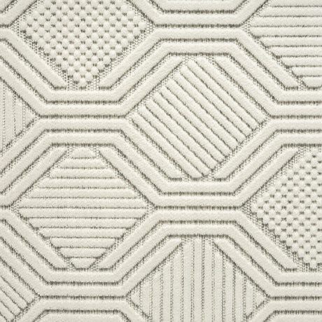 5' X 7' Gray And Ivory Geometric Stain Resistant Indoor Outdoor Area Rug