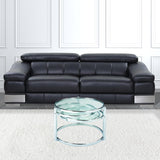 60" Chrome And Clear Glass Round Nested Coffee Tables With Three Shelves