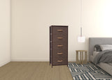 18" Brown Steel and Fabric Five Drawer Chest