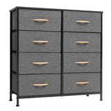 32" Gray and Black Steel and Fabric Eight Drawer Chest