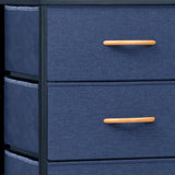 18" Blue and Black Steel and Fabric Six Drawer Chest