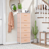 18" Pink and White Steel and Fabric Six Drawer Chest