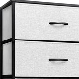 23" Gray and Black Steel and Fabric Five Drawer Double Dresser
