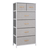 23" Gray and White Steel and Fabric Six Drawer Chest