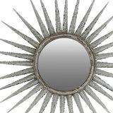 30" Antiqued Silver Gray Sunburst Wall Mounted Accent Mirror