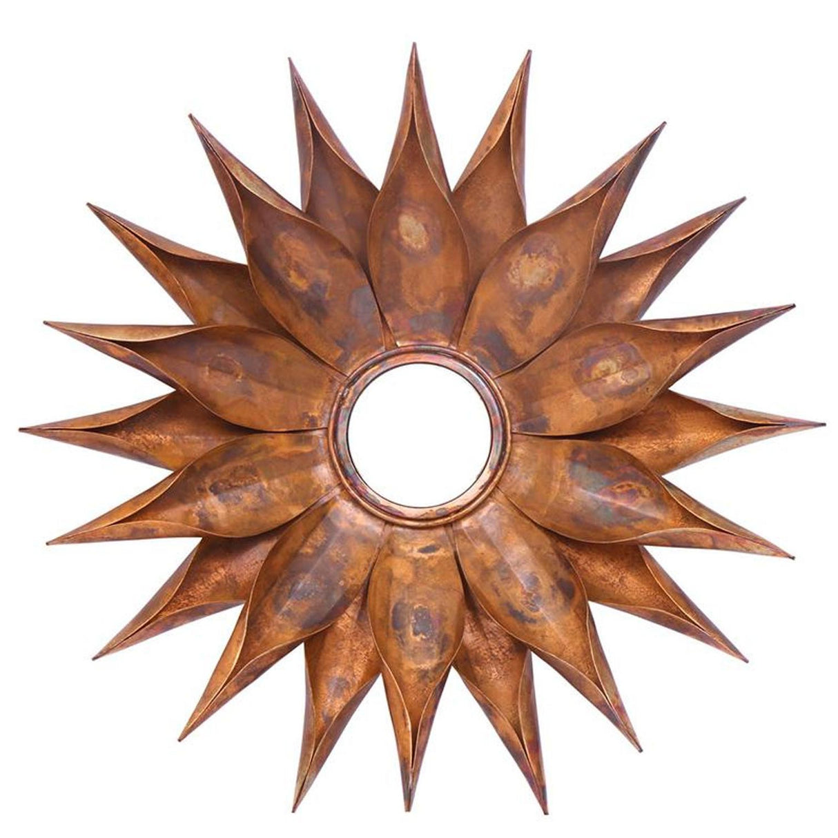 16" Vintage Copper Sunburst Metal Frame Wall Mounted Accent Mirror
