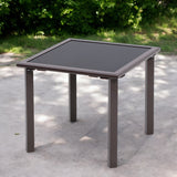 18" Black Square Glass Outdoor Side Table