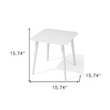 16" White Square Metal Outdoor Side Table