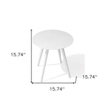 16" White Rounded Metal Outdoor Side Table