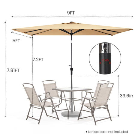 9' Tan Polyester Rectangular Tilt Market Patio Umbrella