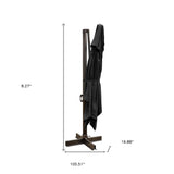 13' Black Polyester Rectangular Tilt Cantilever Patio Umbrella With Stand