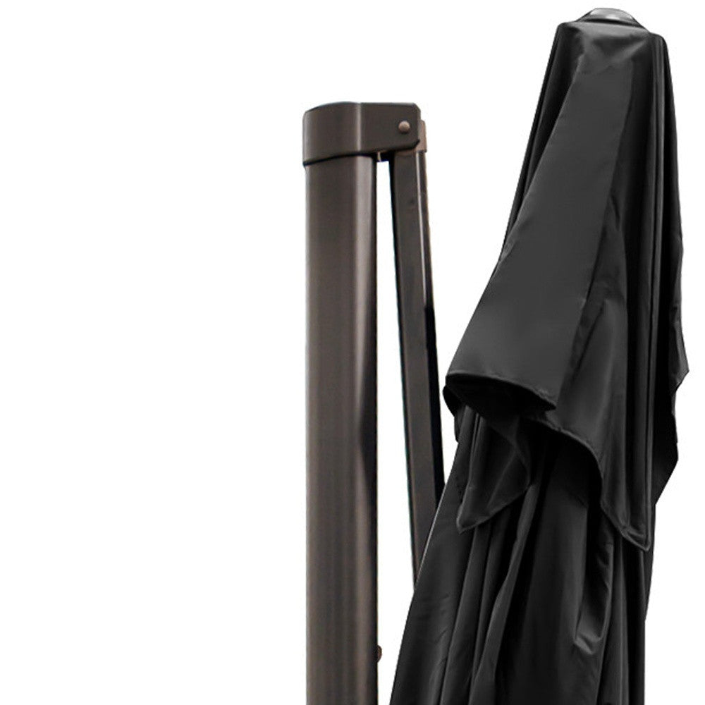 13' Black Polyester Rectangular Tilt Cantilever Patio Umbrella With Stand