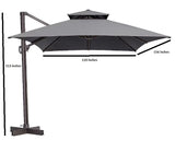 113" Dark Gray Polyester Rectangular Tilt Cantilever Patio Umbrella With Stand