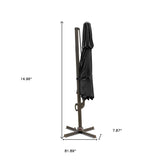 11.5' Black Polyester Round Tilt Cantilever Patio Umbrella With Stand