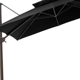 11' Black Polyester Round Tilt Cantilever Patio Umbrella With Stand