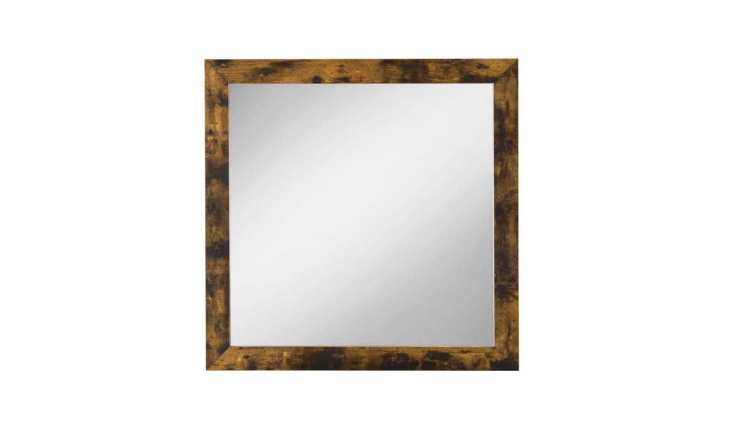 35" Brown and Black Square Wood Framed Mounted Dresser Mirror